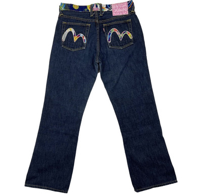 Limited edition Colourful lined bootcut Evisu Jeans, 29W, 29L