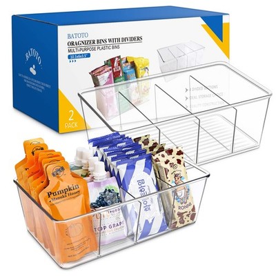 Batoto Pantry Organization and Storage Bins, Refrigerator Organizer Bins - Clear