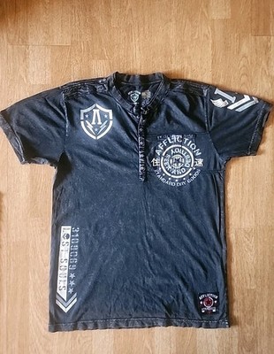 Mens Afflication Henley Short Sleeve Shirt