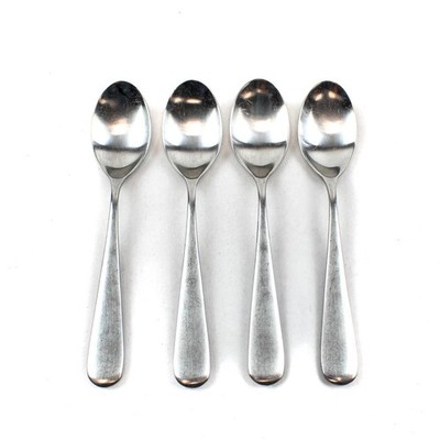 Lot of 4 Yamazaki Median Satin Stainless Steel 8'' Oval Soup Spoons