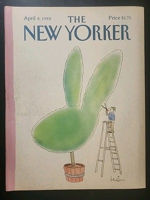 New Yorker April 4, 1988 A. Levin Easter Bunny Rabbit Topiary Garden Full Mag
