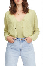 Billabong Point Her Out Crop Cardigan Womens Medium Green