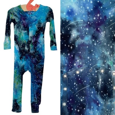 Baby Sleeper KICKEE PANTS Blue STARS SPACE Designer Bamboo Long Sleeve