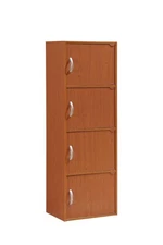 HODEDAH IMPORT 4-Shelf Bookcase Cabinet, Cherry