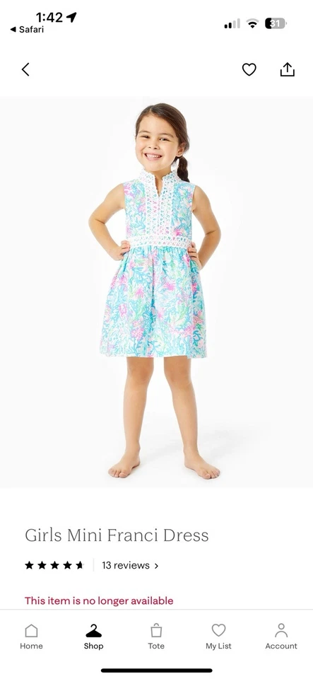 Vestido Lilly Pulitzer Mini Franci para Niñas en Coral Bay Talla 14 Foto 2 de 4