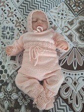 Handgestricktes Set für Babys/Body, Hose, M�...