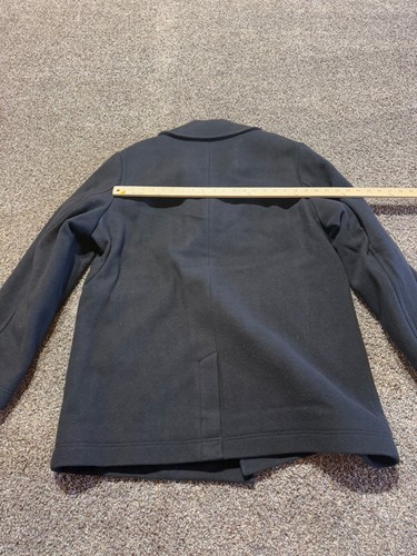 LL Bean Men Jacket Large Tall LT Black Navy Anchor Pea Coat Italy Excellent WOOL - Picture 3 of 17