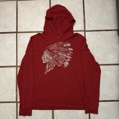 Ralph Lauren Denim Supply Native American Chief Headdress Hoodie XL Red
