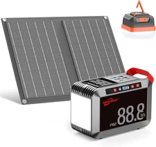 24000Mah Solar Generator with AC Outlet 120W Peak, 88.8Wh Portable Power Station
