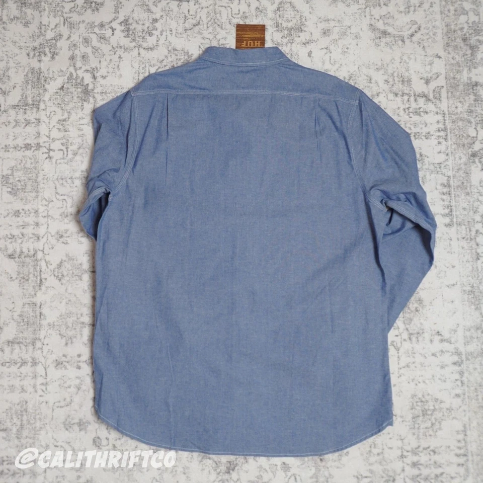 Camisa de trabajo HUF Chambray abotonada - XL para hombre Foto 4 de 4