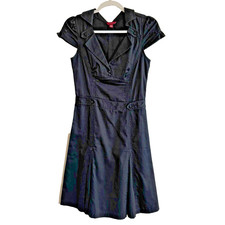 Ted Baker 90s Y2K Black Dress Whimsigoth Pin Up Size 1 Small Rockabilly Pleated