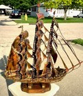 VINTAGE MCM C JERE STYLE MODERNIST TALL SHIP  21" METAL SAILING BOAT SCULPTURE — photo 4