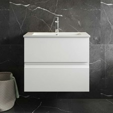 Hudson Reed Urban Wall Hung 2-Drawer Vanity Unit Basin 2 Satin White 600mm