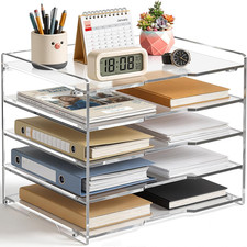 5 Tier Clear Acrylic Desk Organizer, Letter Tray Paper File Desk Organizer and A