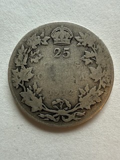 1912 Canada 25 Cents 92.5% Silver Coin