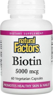 Natural Factors Biotin 5,000 mcg 60 Vegetarian Capsules EXP: 07/25