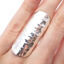 925 Sterling Silver Vintage Mexico Modernist Hammered Adjustable Ring Size 6