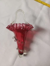  Victorian Cranberry Epergne Replacement Piece Hanging Basket Major Chip Read 
