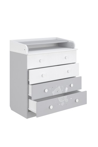 Shefa Changing Table 800 , Teddy, white-grey Baby Changing Unit with Drawers - Picture 5 of 5