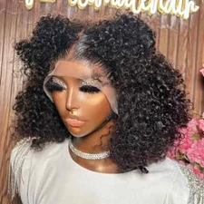 13x4 Jerry Curly Transparent Lace Front Wig Deep Kinky Curly Human Hair Wigs