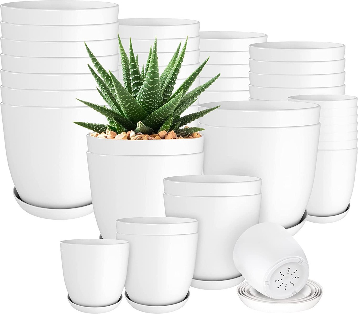 Plant Pots Indoor with Drainage - 7/6.6/6/5.3/4.8 Inches