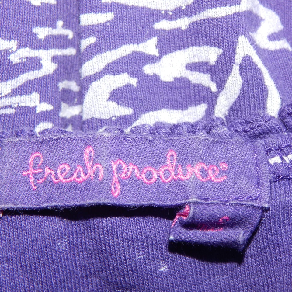 FRESH PRODUCE Purple Zebra Animal Print Ruffle Collar Cap SleeveTop Small /7176 - Image 4 of 4