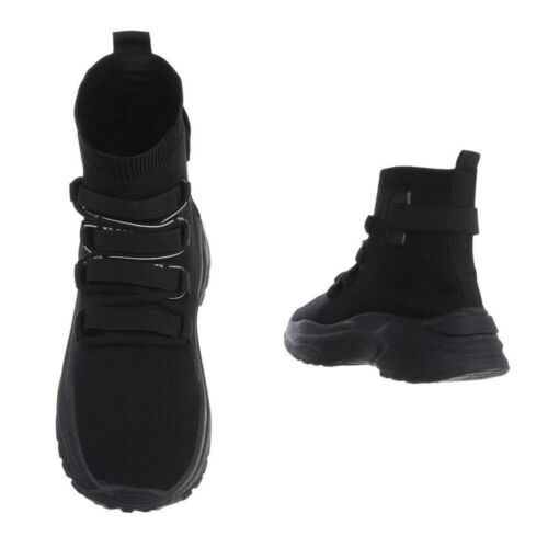 Sneakers alte scarpe da donna sportive con zeppa platform comoda lacci casual - Foto 1 di 3