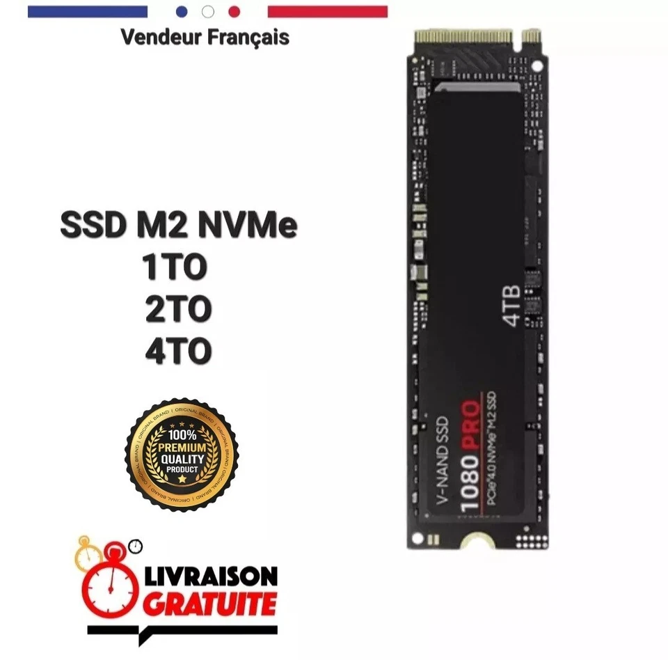 Disque Dur SSD M2 NVMe 2280 PCIe Gen.4.0 Ordinateur PC Portable 1To 2To 4To