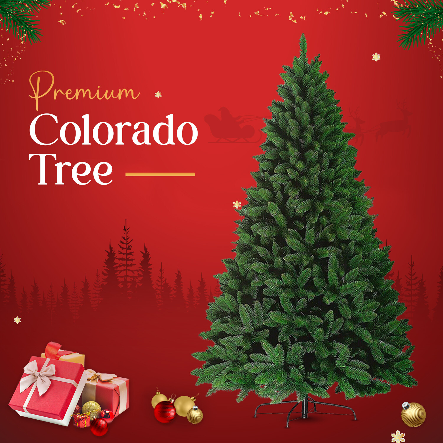 Christmas Tree Xmas Artificial Bushy Pine w Stand Home Décor 4ft 5ft