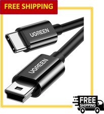 UGREEN Mini USB to USB C Cable Compatible with Mini B Devices - PVP Black 3 Ft
