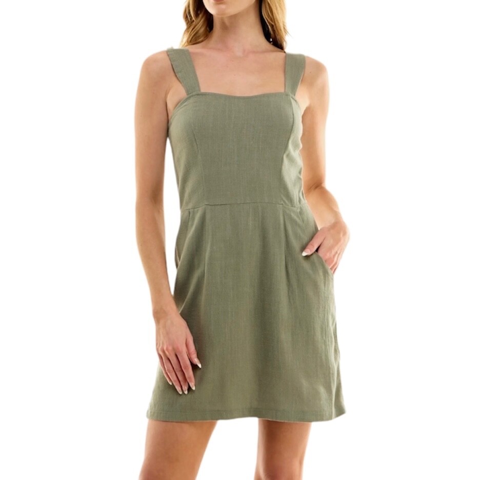 chinese dress ladies Madi Linen Sweetheart Neck Midi Dress main image 1