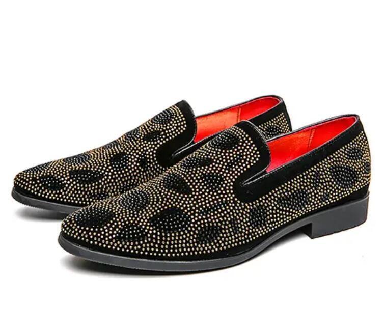 SAOLA Mocassini da uomo strass oro punta punta abito Oxford scarpe da festa