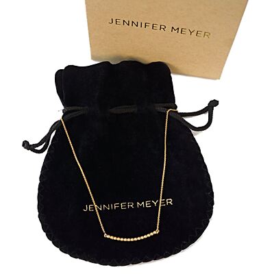 Jennifer Meyer 14K Gelbgold geschwungene Kugel Stab Halskette NEU IN BOX 17,5 Zoll