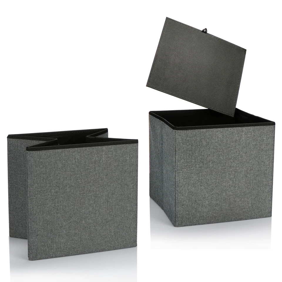 Faltbarer Hocker - Sitzhocker mit Stauraum - Aufbewahrungsbox - grau  - 40 L - Bild 3 von 4