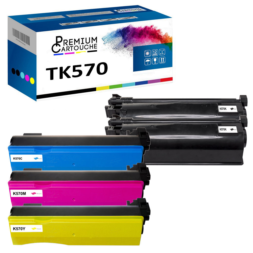 Cartouche TK570 Kyocera compatible pack de 5 recharges toner laser couleur TK570C TK570M TK570Y