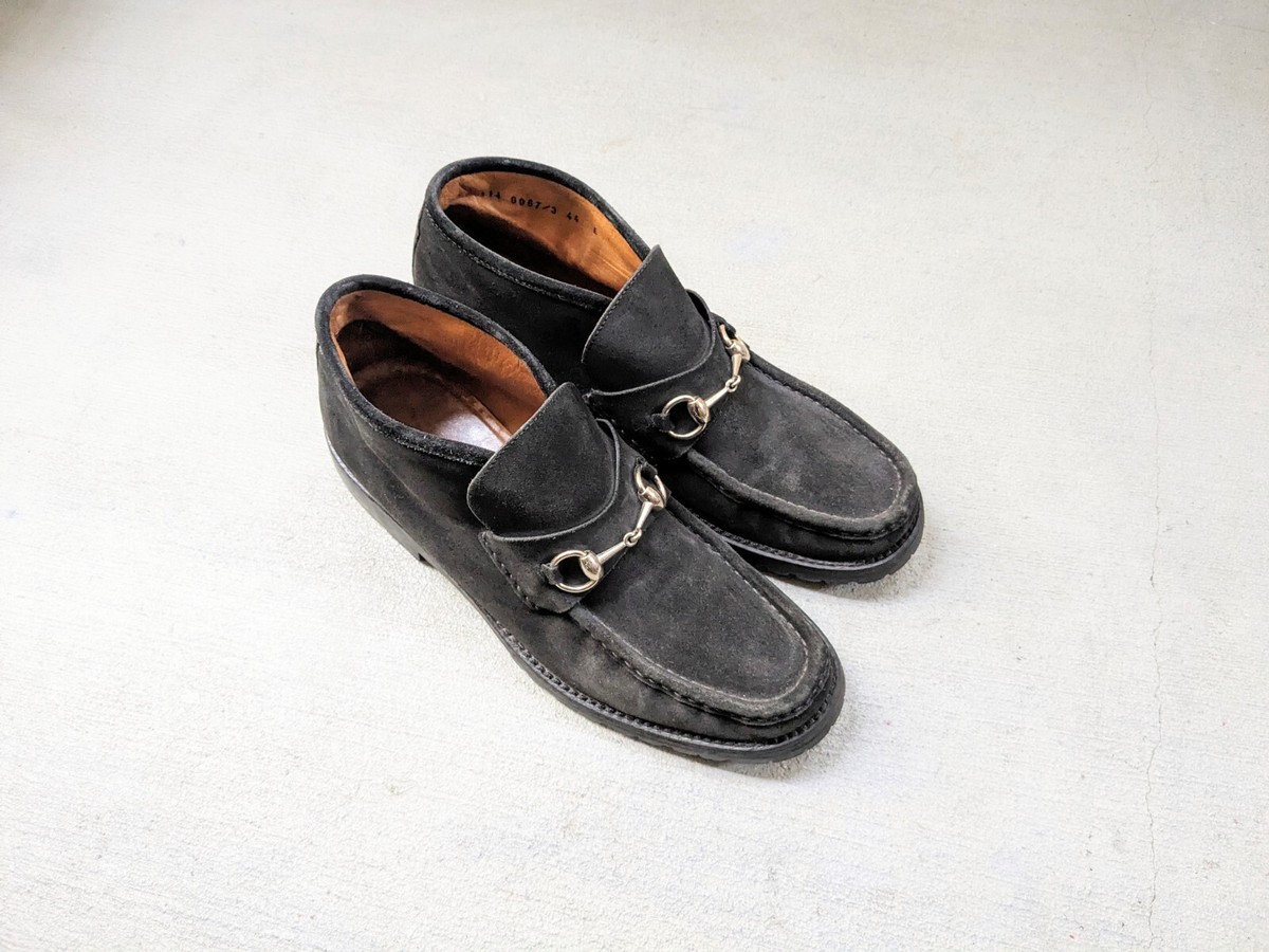 Gucci Mens Horsebit Black Suede Leather  Loafers Shoes Size 10.5 Mens Black Suede Shearling Lined Harald Horsebit Platform  main image 3