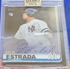 Thairo Estrada Rookie Auto. 2019 Topps Clearly Authentic, Acetate /75 (RC, AU)
