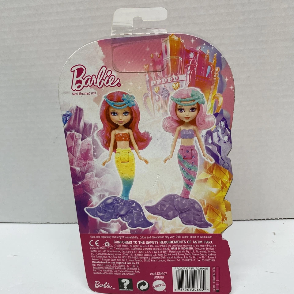 Mini boneca Barbie 2015 sereia Dng07 Dng09 cabelo roxo raro - Imagem 4 de 4