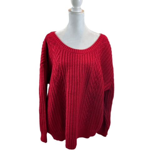 Ladies Torrid Cable Knit Sweater Tie Back Red Size