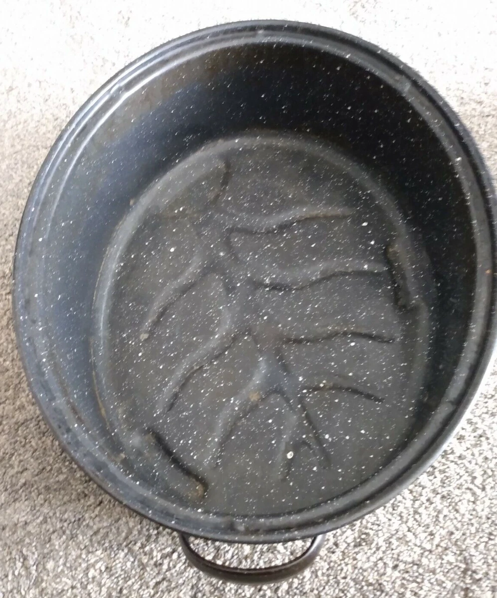 18 Inch Enamel Carbon Steel Oval Turkey Roasting Pan With, 58 OFF