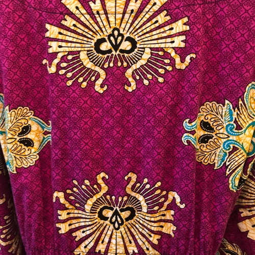 Handmade Asian Inspired Cotten Kaftan Maxi Dress Violet Gold V Neck Sz. S/M - Picture 4 of 8