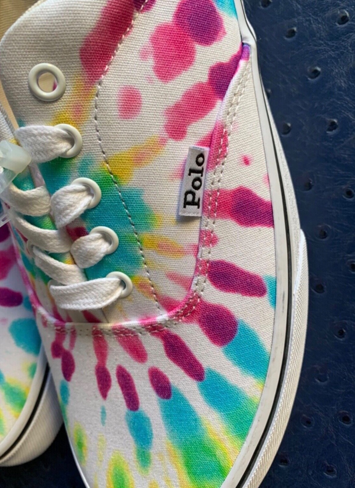 PONY POLO RALPH LAUREN THORNTON MULTICOLORE TYE DYE SCARPE DA GINNASTICA DÉCOLLETÉ NUOVE CON ETICHETTE UK 8