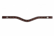 QHP Floria Hazel Dark Brown Leather Gem Studded Sparkly Browband