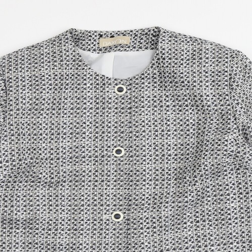 Daxon Womens Blue Geometric Jacket Size 18 Button - Picture 3 of 10