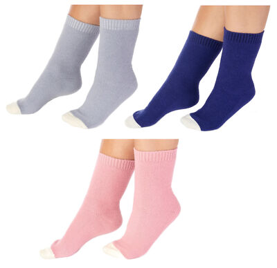 Damen Bettsocken Slenderella Waffelstrick Kontrastkappe Kuschelige Loungewear Einheitsgröße