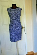CHAPS BEAUTIFUL BLUE/WHITE SLEEVELESS SLIP ON DRESS TOP LINED SZ S MINT