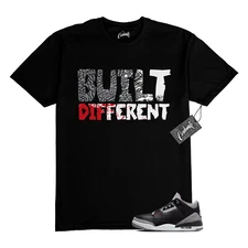 3 Cement Fire Red Grey Elephant Print White Black T Shirt to Match BUILT Jordan