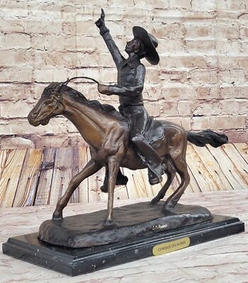 Unterzeichnet Bronze C.Russell Amerikanische West Cowboy Waffen Pferd Geschäft