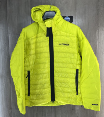 adidas Women's Terrex MySHELTER Down Hooded Jacket Acid Yellow size MED GM4785