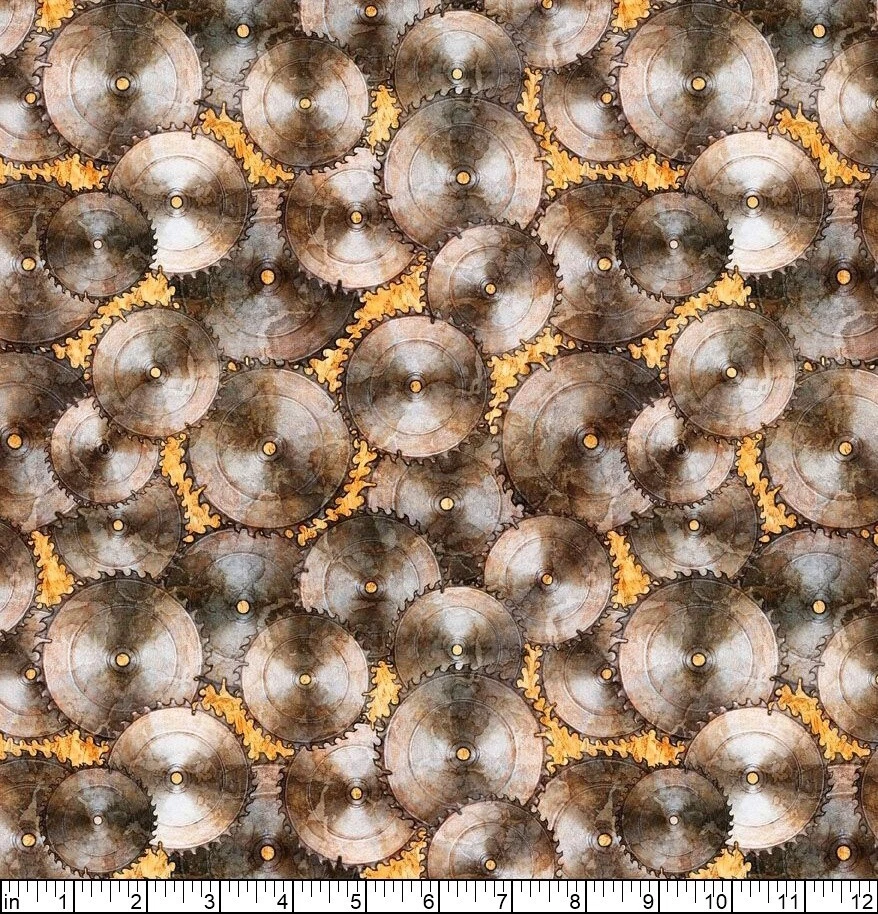 Tesoros de acolchado - Medida dos veces - Sierra circular - Dorado, tela por comprar Foto 2 de 4